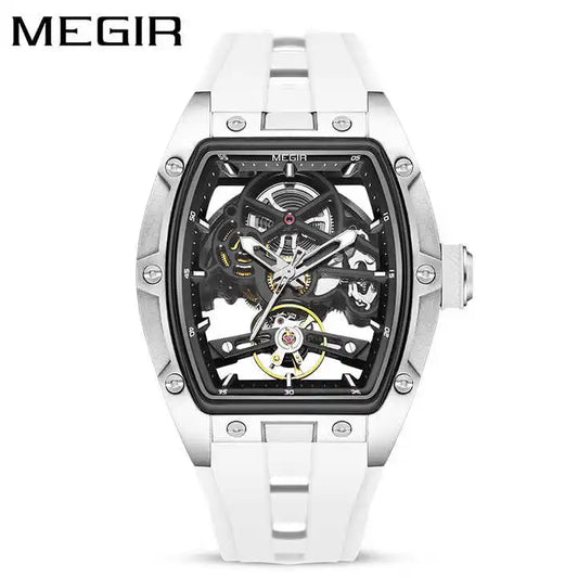 Flex Collection Automatic Skeleton Watch – Steel White Edition
