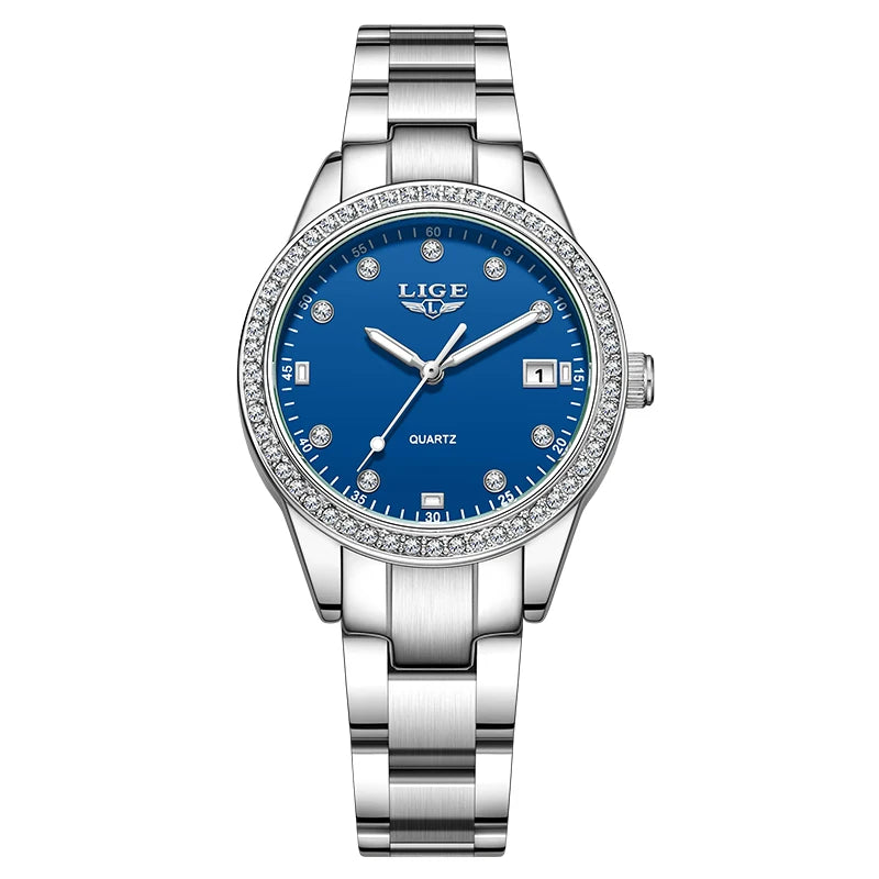 Elegant Women’s Stainless Steel Quartz Watch with Luminous Dial
