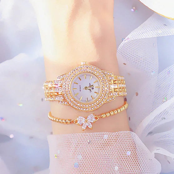 BS FA1578 New Design Hot Selling Fashionable Light Luxury Full Diamond Jewelry Buckles Round Waterproof Quartz Watch