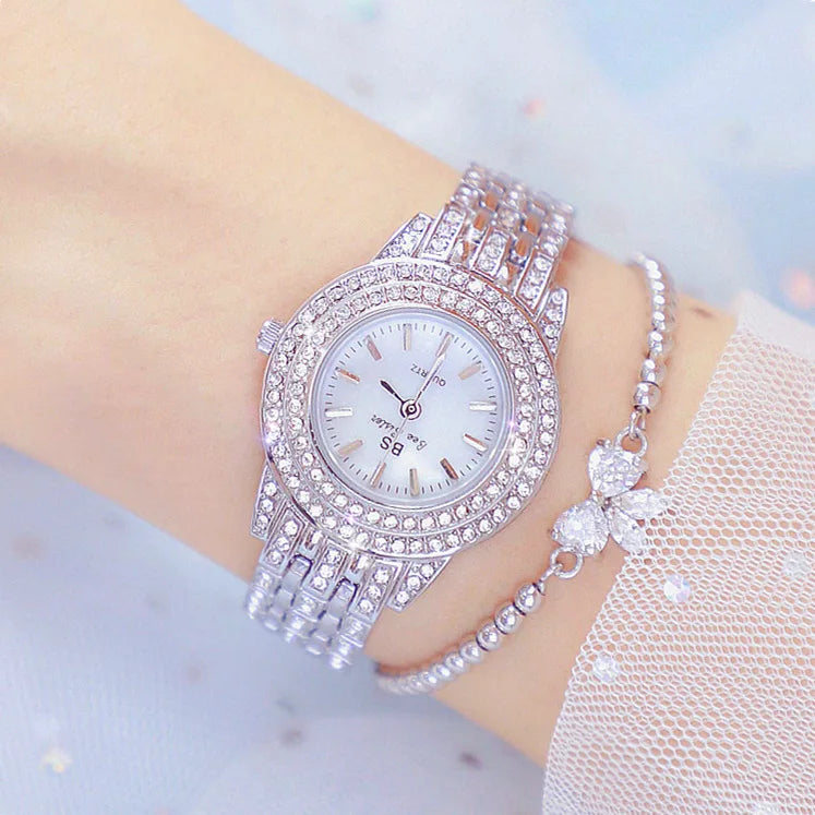 BS FA1578 New Design Hot Selling Fashionable Light Luxury Full Diamond Jewelry Buckles Round Waterproof Quartz Watch