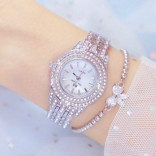 BS FA1578 New Design Hot Selling Fashionable Light Luxury Full Diamond Jewelry Buckles Round Waterproof Quartz Watch