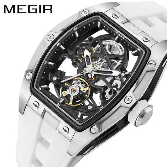 Flex Collection Automatic Skeleton Watch – Steel White Edition