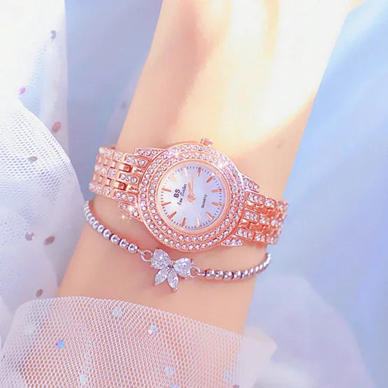 BS FA1578 New Design Hot Selling Fashionable Light Luxury Full Diamond Jewelry Buckles Round Waterproof Quartz Watch