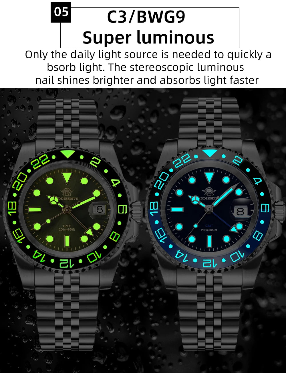 ADDIESDIVE 2024 Top Luxury Men GMT Quartz Wrist Watches Men's Business Sports Luminous 20Bar Waterproof Watch Gift Reloj Hombre