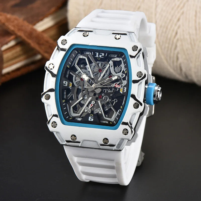 Luxury Square Men’s Quartz Watch with Skeleton Dial