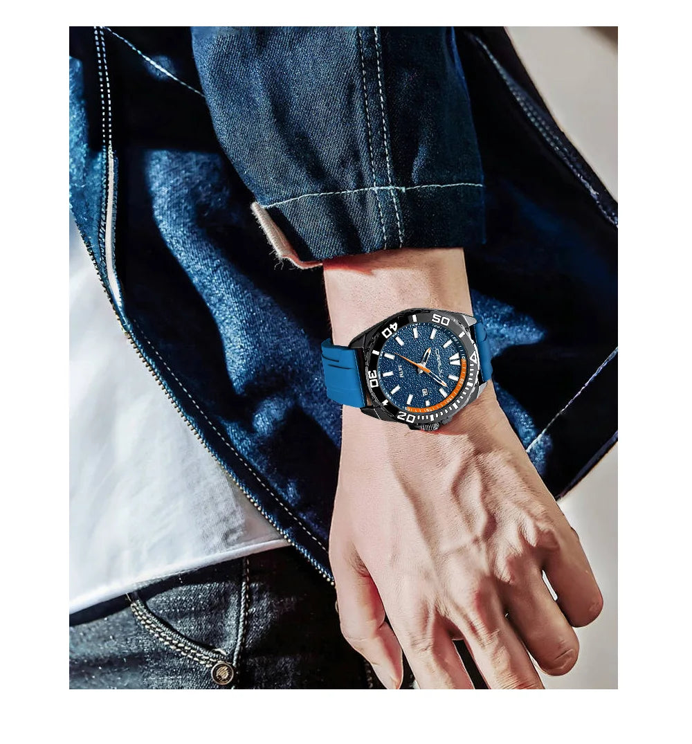CRRJU Jam Tangan Lelaki Luminous Waterproof Watch Original Men Sports Watches Silicone Calendar Quartz Wristwatch