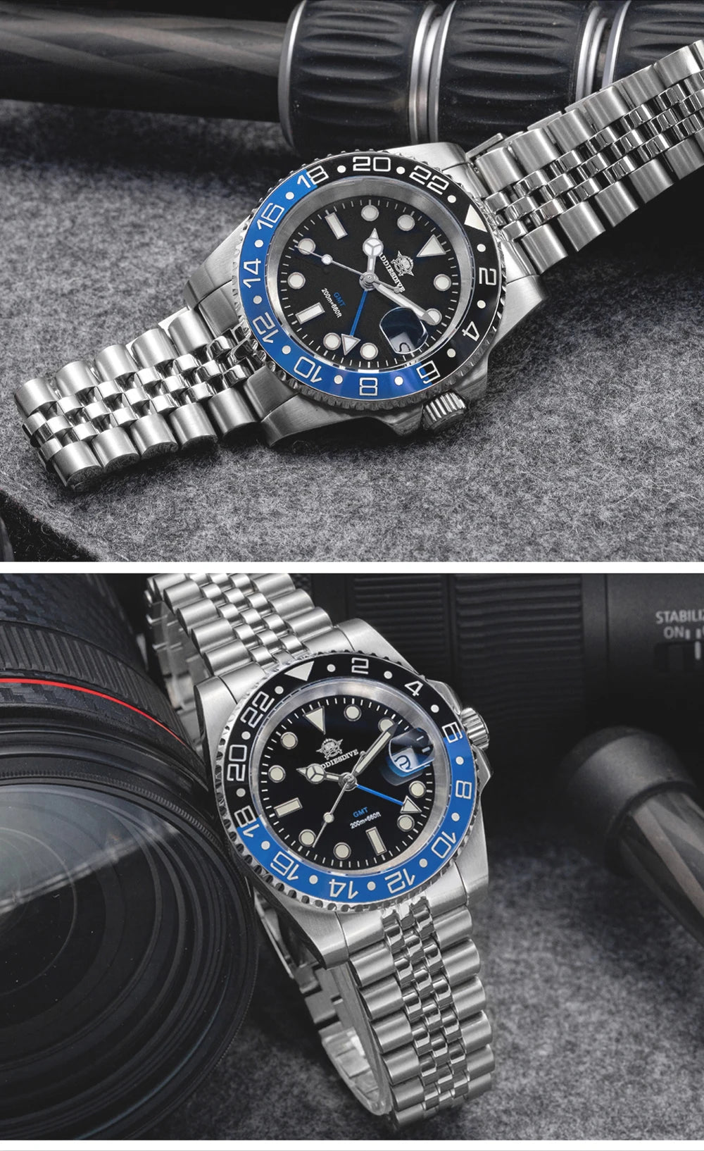 ADDIESDIVE 2024 Top Luxury Men GMT Quartz Wrist Watches Men's Business Sports Luminous 20Bar Waterproof Watch Gift Reloj Hombre