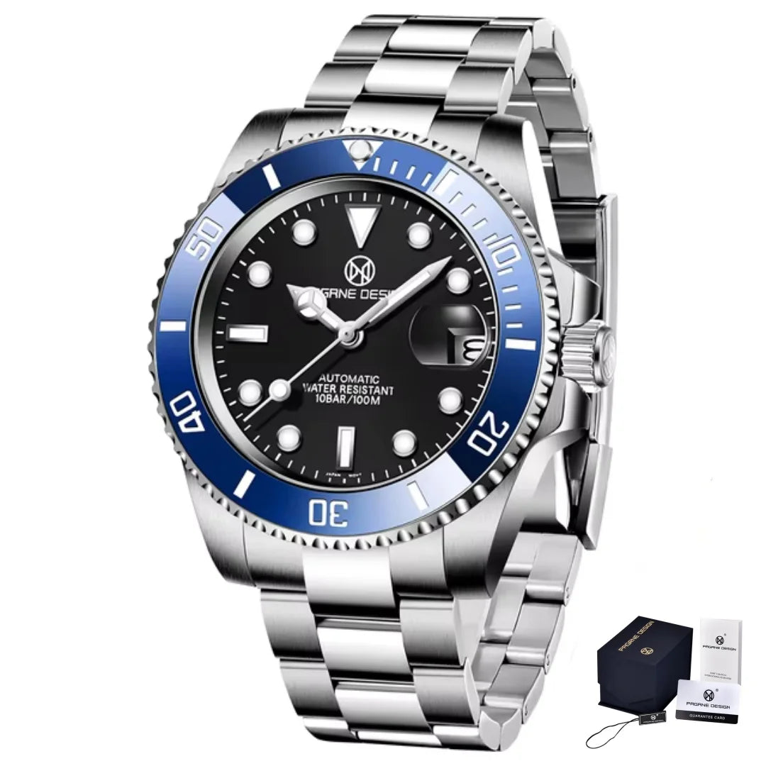 2024 New (PAGRNE) PAGANI Design Automatic Mechanical Watch Luxury Sports Stainless Steel Waterproof Watch NH35 Sapphire Clock