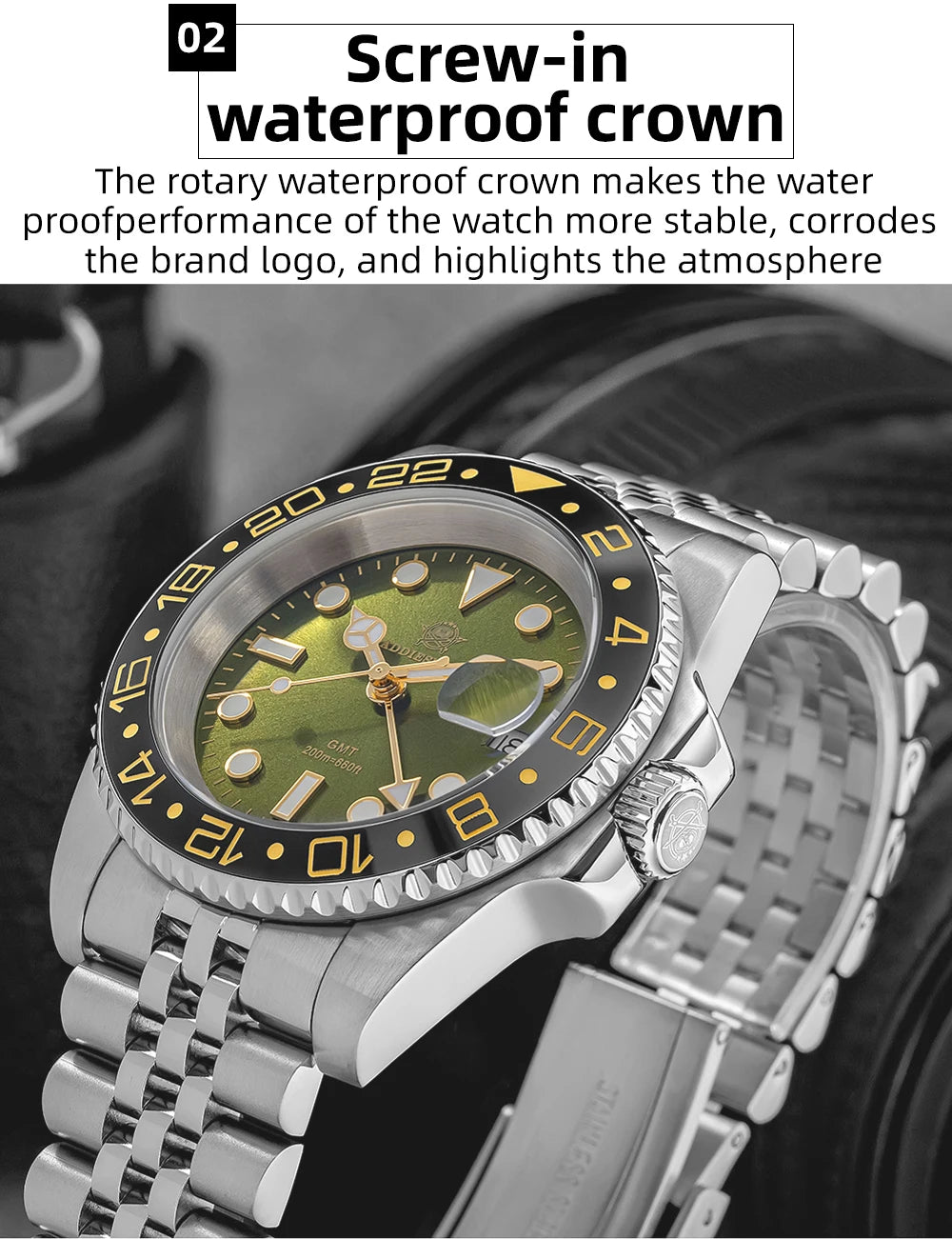 ADDIESDIVE 2024 Top Luxury Men GMT Quartz Wrist Watches Men's Business Sports Luminous 20Bar Waterproof Watch Gift Reloj Hombre