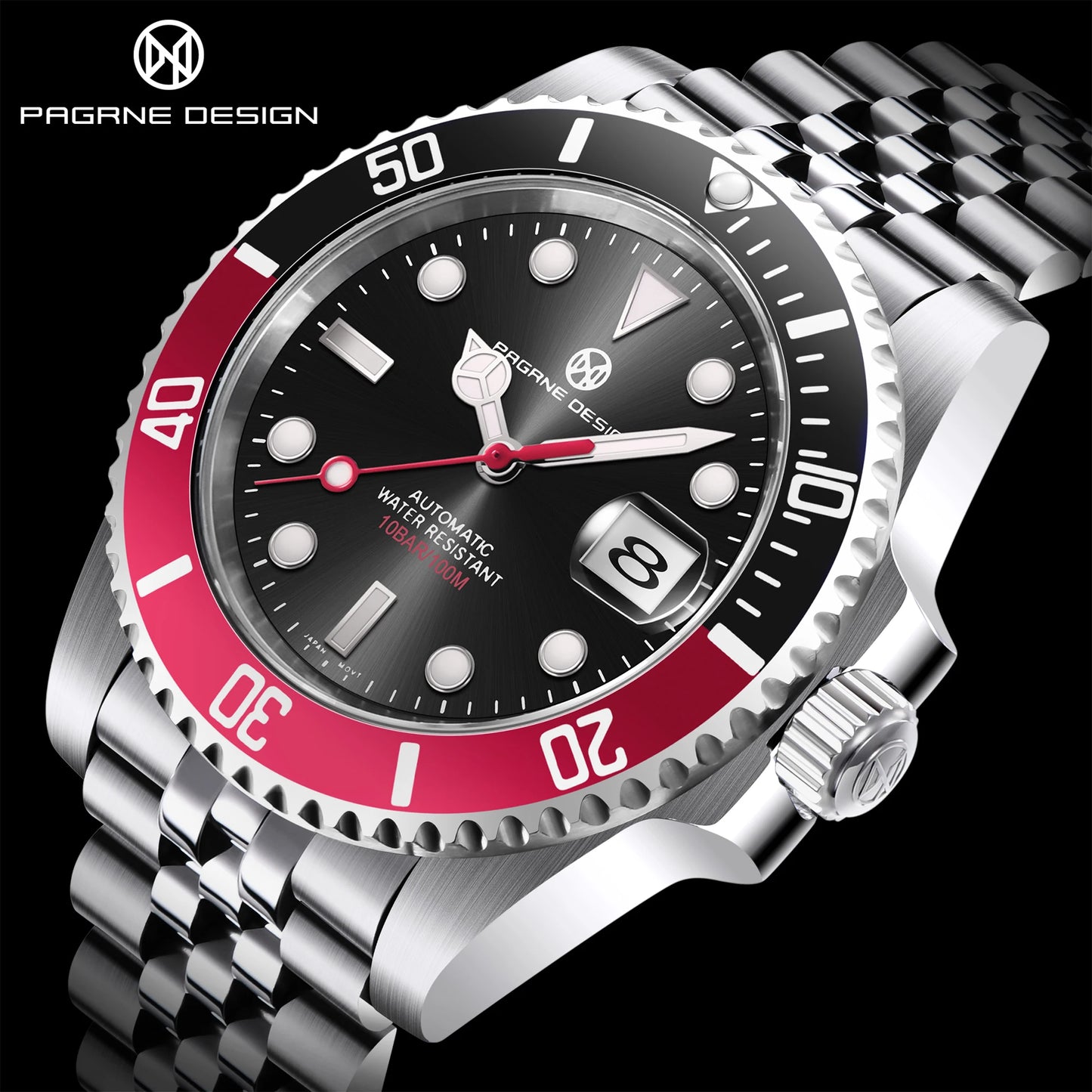 2024 New (PAGRNE) PAGANI Design Automatic Mechanical Watch Luxury Sports Stainless Steel Waterproof Watch NH35 Sapphire Clock