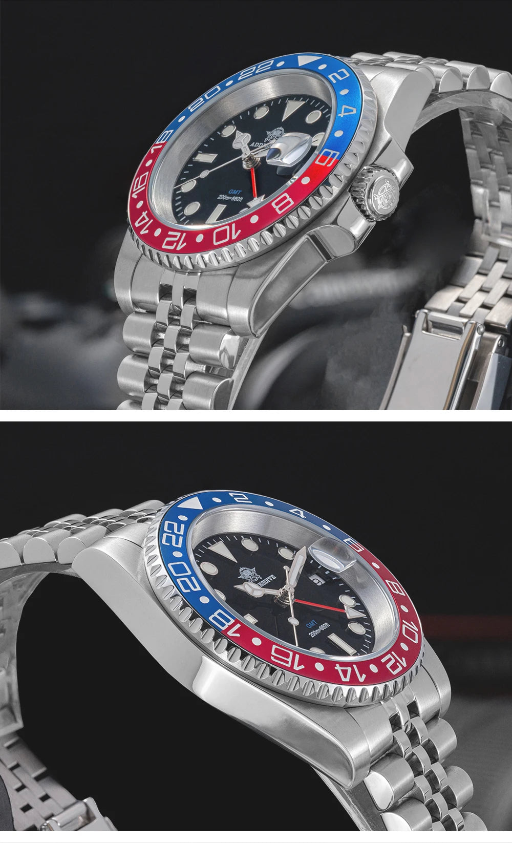 ADDIESDIVE 2024 Top Luxury Men GMT Quartz Wrist Watches Men's Business Sports Luminous 20Bar Waterproof Watch Gift Reloj Hombre