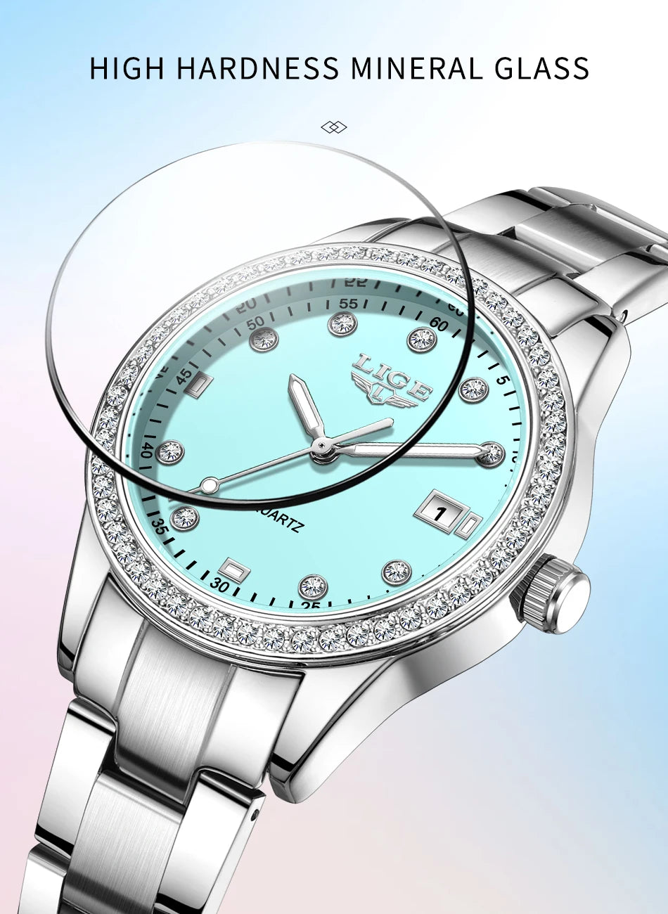 Elegant Women’s Stainless Steel Quartz Watch with Luminous Dial