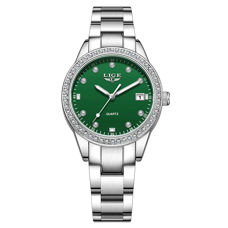Elegant Women’s Stainless Steel Quartz Watch with Luminous Dial