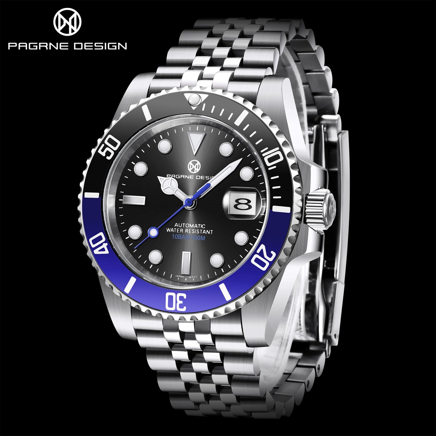 2024 New (PAGRNE) PAGANI Design Automatic Mechanical Watch Luxury Sports Stainless Steel Waterproof Watch NH35 Sapphire Clock