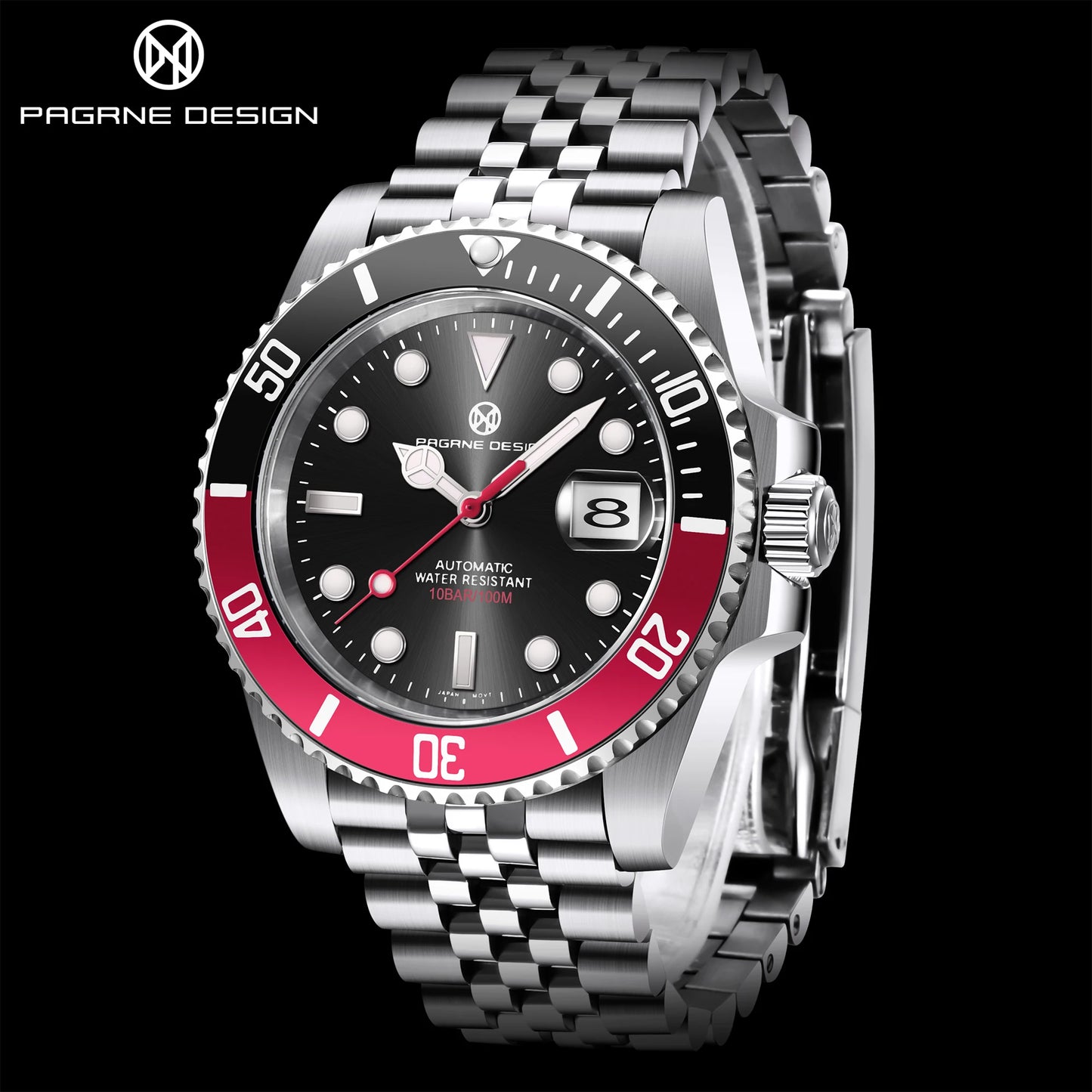 2024 New (PAGRNE) PAGANI Design Automatic Mechanical Watch Luxury Sports Stainless Steel Waterproof Watch NH35 Sapphire Clock