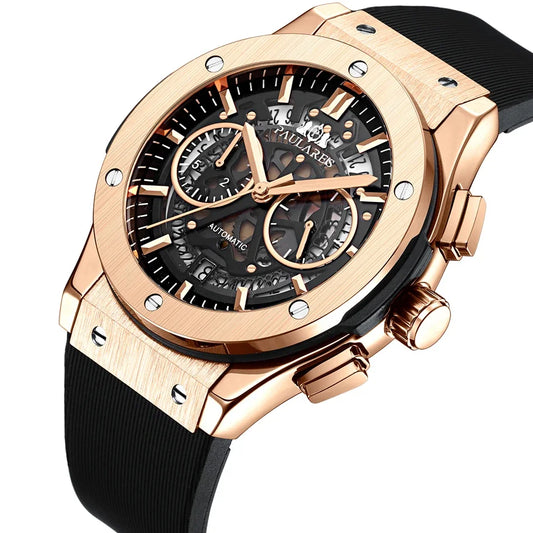 Flex Collection Skeleton Chronograph Rose Gold Sport Watch