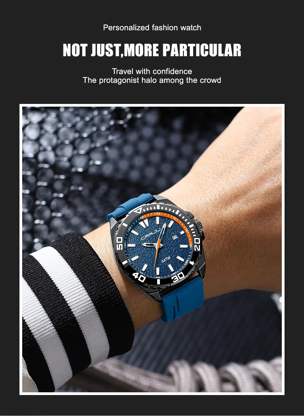 CRRJU Jam Tangan Lelaki Luminous Waterproof Watch Original Men Sports Watches Silicone Calendar Quartz Wristwatch