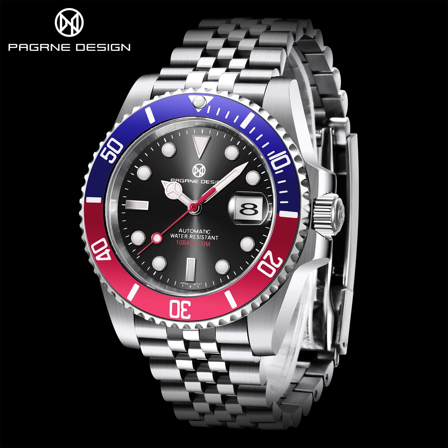 2024 New (PAGRNE) PAGANI Design Automatic Mechanical Watch Luxury Sports Stainless Steel Waterproof Watch NH35 Sapphire Clock