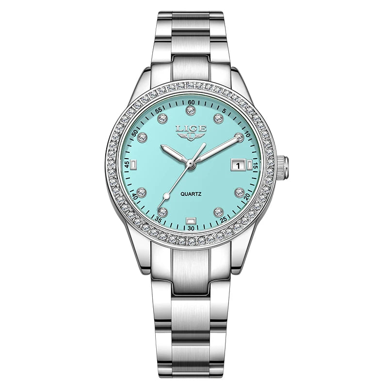 Elegant Women’s Stainless Steel Quartz Watch with Luminous Dial