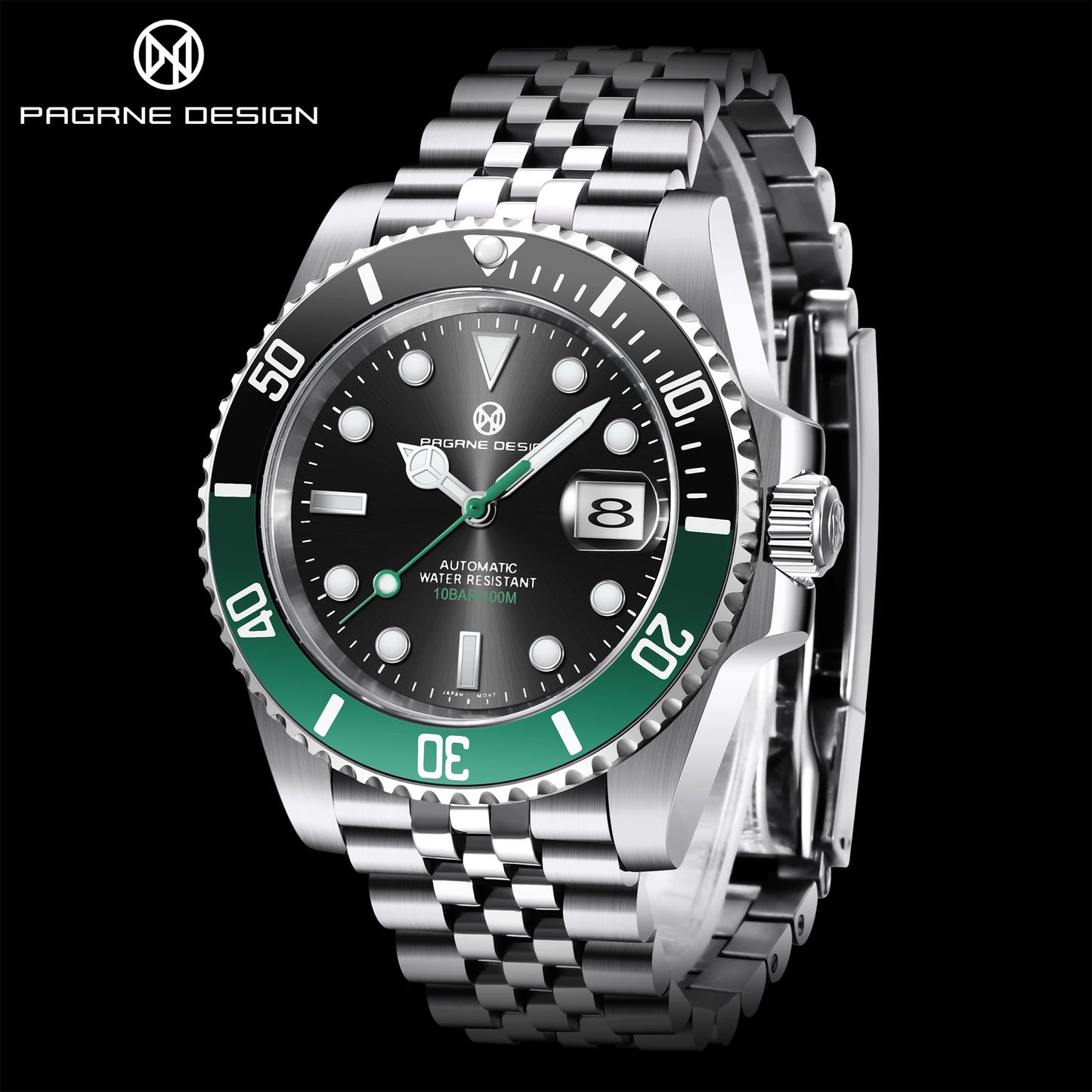 2024 New (PAGRNE) PAGANI Design Automatic Mechanical Watch Luxury Sports Stainless Steel Waterproof Watch NH35 Sapphire Clock